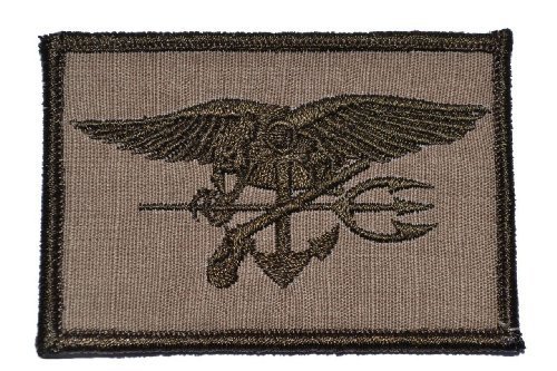 SEAL Trident 2x3 Military Patch / Morale Velcro Patch - Olive Drab - Sewing