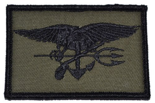 SEAL Trident 2x3 Military Patch / Morale Velcro Patch - Olive Drab - Sewing