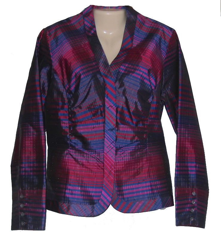 Womens Silk Blouse Size L Coldwater Creek Purple Pink Blue Stripe Long ...