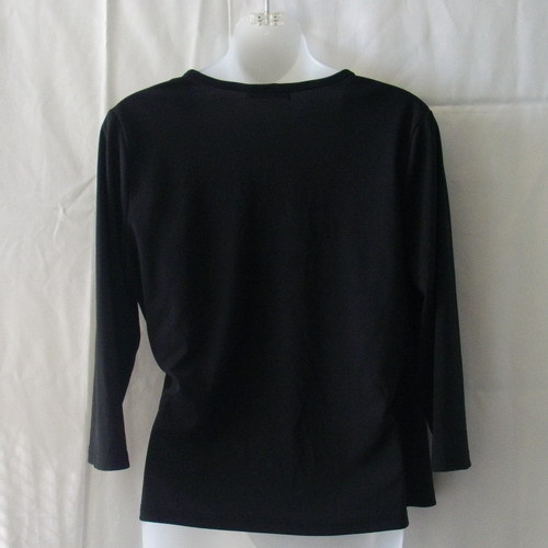 New George large black polyester 3/4 sleeve top with crossover front - Tops & Blouses