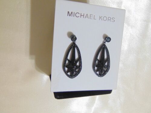 Michael Kors  1- 5/8 BlackTone Jet Stone Pave Starburst Drop Earrings R239 $115