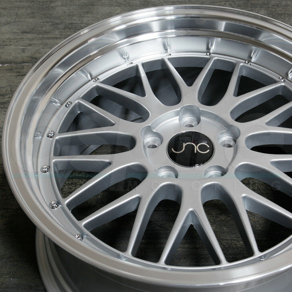 One 17x9.5 JNC 005 JNC005 5x114.3 32 Silver Machine Lip Wheel Rims - Wheels