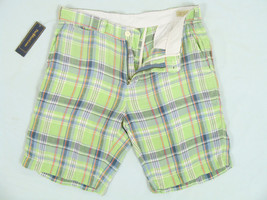 NEW NWT $90 Polo Ralph Lauren Linen Slim GI Fit Shorts!  38  *Lime Green Plaid* - $49.99