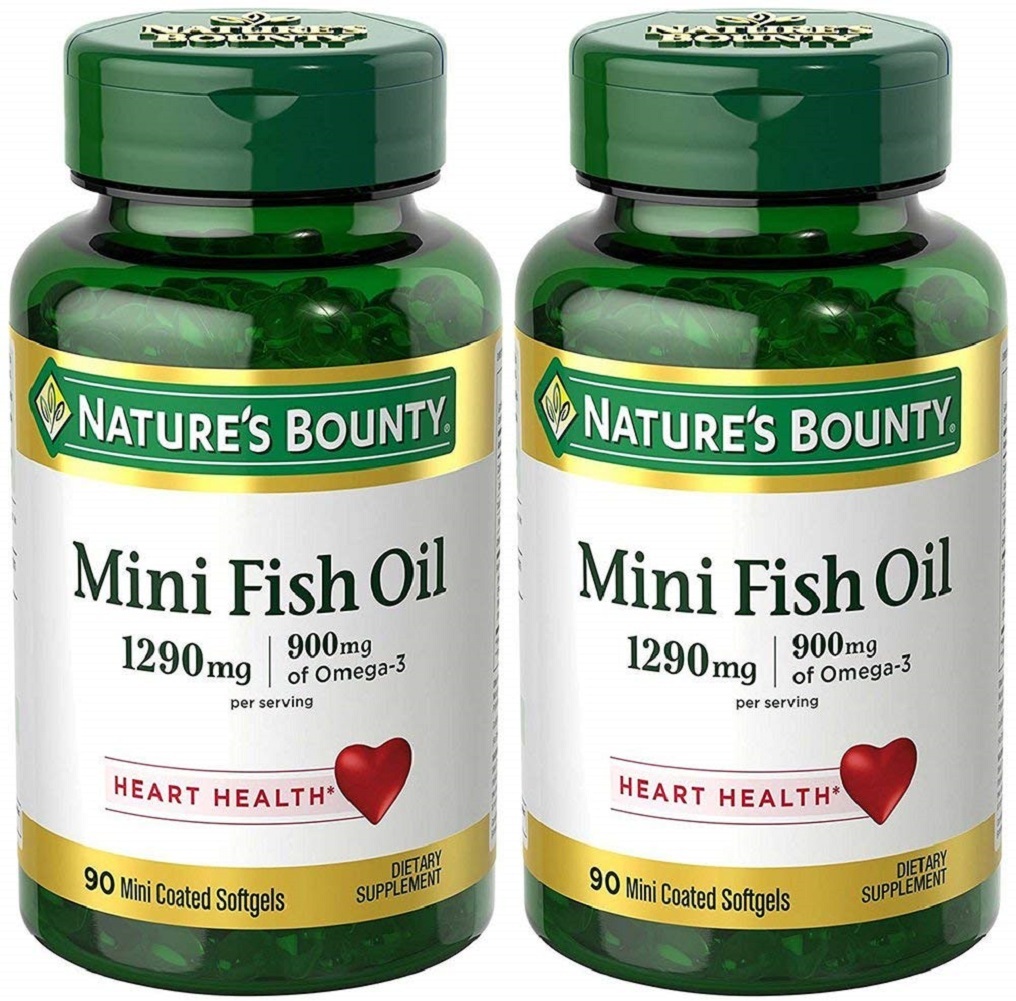 Fish Oil 1290 mg, Mini Odorless Softgels, 2 Bottles (90 Count