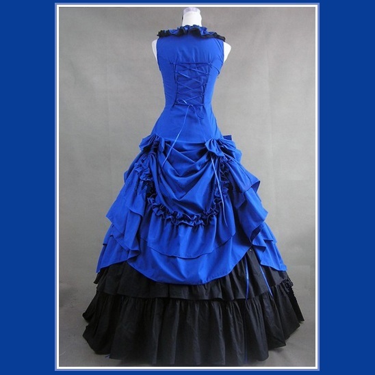 Romantic Victorian 18th Century Blue Dinner Party or Evening Prom Gown ...