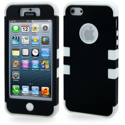 Hard Case with Silicone Skin Dual Layer for iPhone 5 & 5S (Black/White) - $10.97