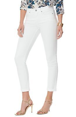 NYDJ OPTIC WHITE Women's Sheri Slim Ankle Jeans with Roll Cuff, US 16