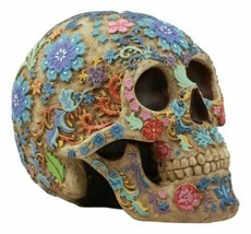Colorful Day Of The Dead Floral Sugar Skull Statue Dias De Los Muertos S... - $48.99