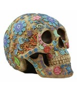 Colorful Day Of The Dead Floral Sugar Skull Statue Dias De Los Muertos S... - $49.99