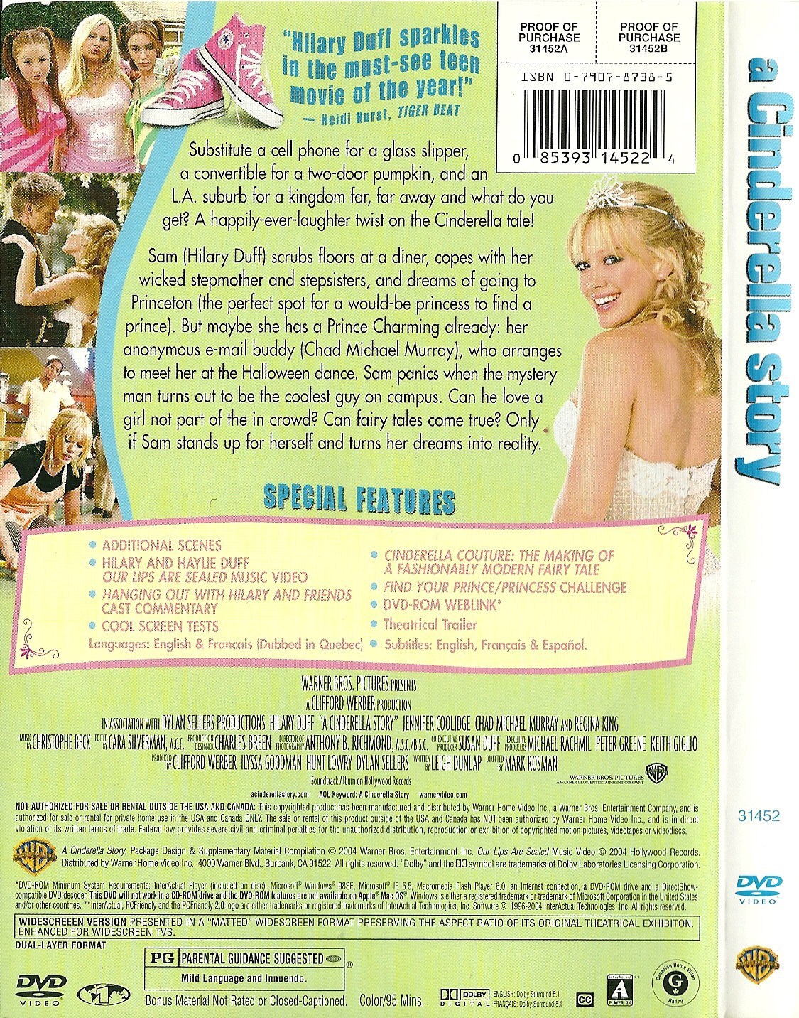 A Cinderella Story Dvd Hilary Duff Chad Michael Murray Jennifer Coolidge Dvd Hd Dvd And Blu Ray