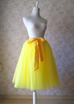 YELLOW Midi Tulle Skirt Bridesmaid Tulle Midi Skirt 6-layer Plus Size Tutu Skirt image 2