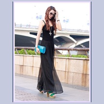 Long Sheer Chiffon Bohemian Gauze Pleated Harem Coulott Pants in Many Colors image 2