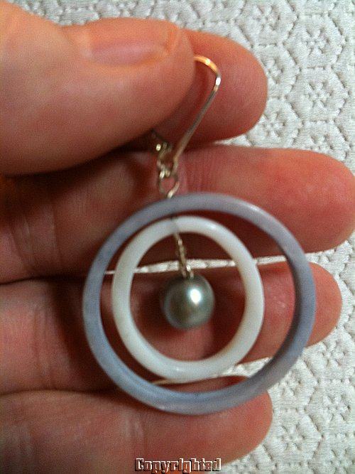 Nautral Lavender & White MOP Silver & FAUX Pearl LeverBack Earrings 925