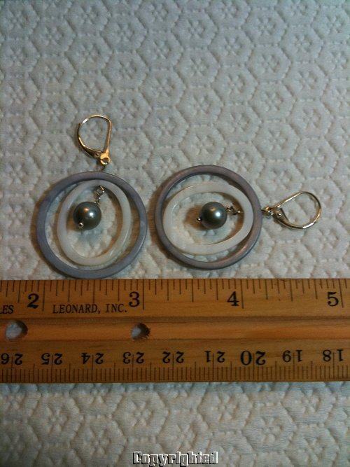 Nautral Lavender & White MOP Silver & FAUX Pearl LeverBack Earrings 925