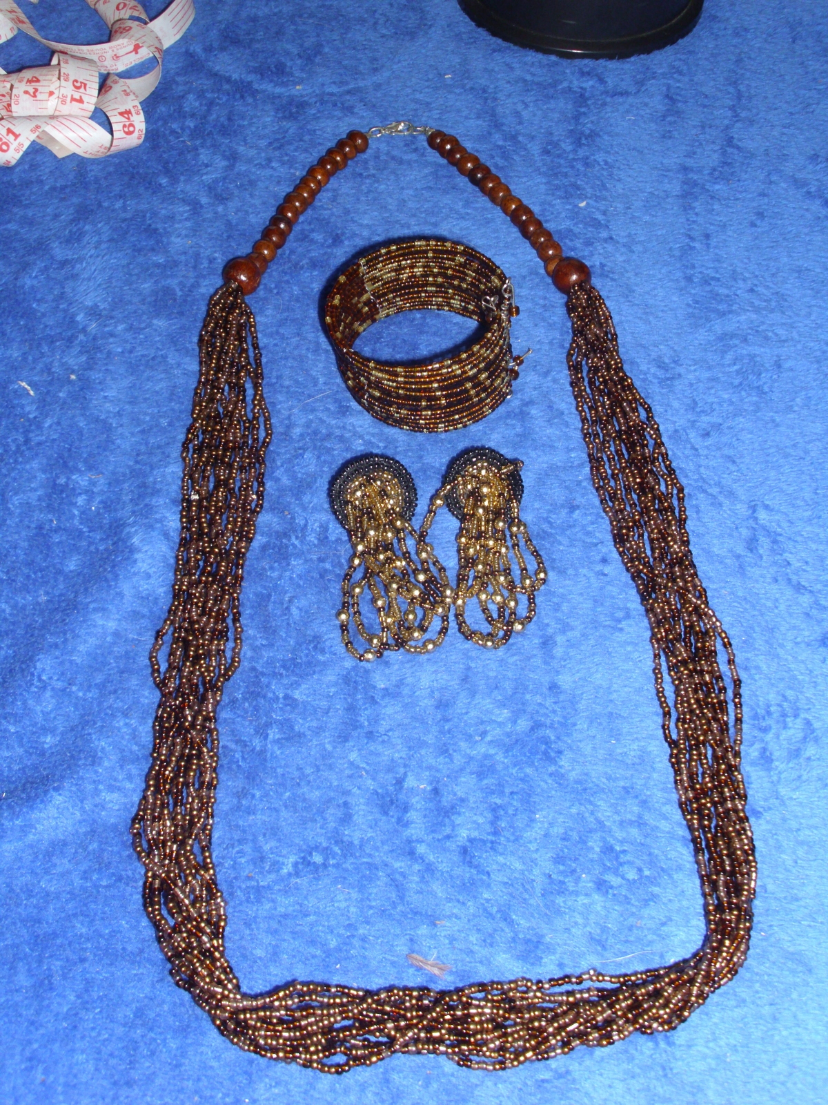 Incredible Bronze Brown Golden Estate set Necklace Cuff Bracelet