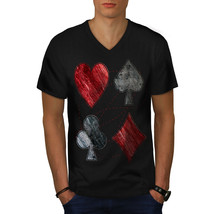 Heart Spade Club Casino Shirt Ace Shape Men V-Neck T-shirt - $12.99