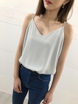 WHITE Summer Chiffon Top Sleeveless V-Neck Chiffon Tank Wedding Bridesmaid Tops  image 4