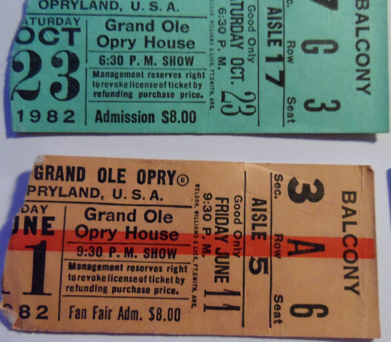 Grand Ole Opry 7 Vintage Ticket Stubs 79-83 Nashville WSM   1970 ...