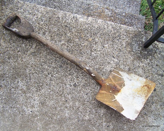Antique Wooden D Handle Shovel Antiques