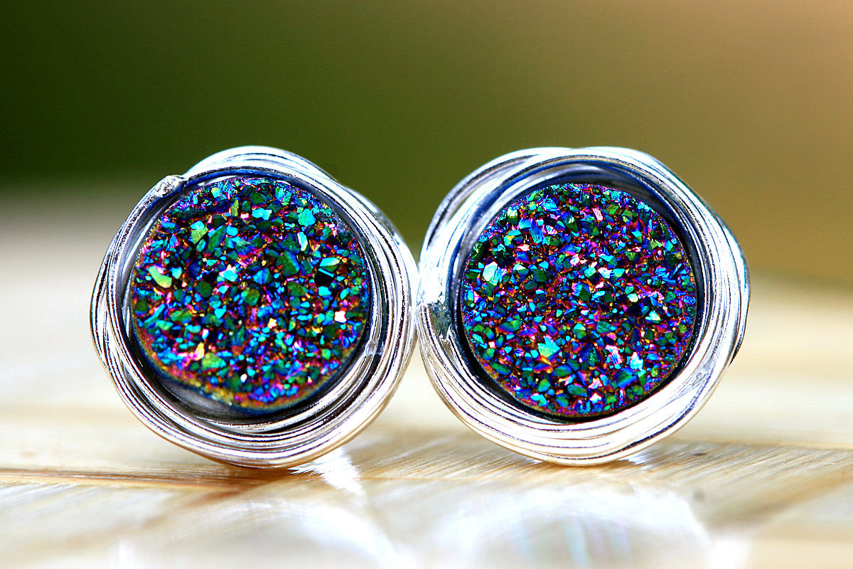 Druzy Stud,Quartz Earrings,Geode Earrings,Druzy Earrings,Drusy Earring
