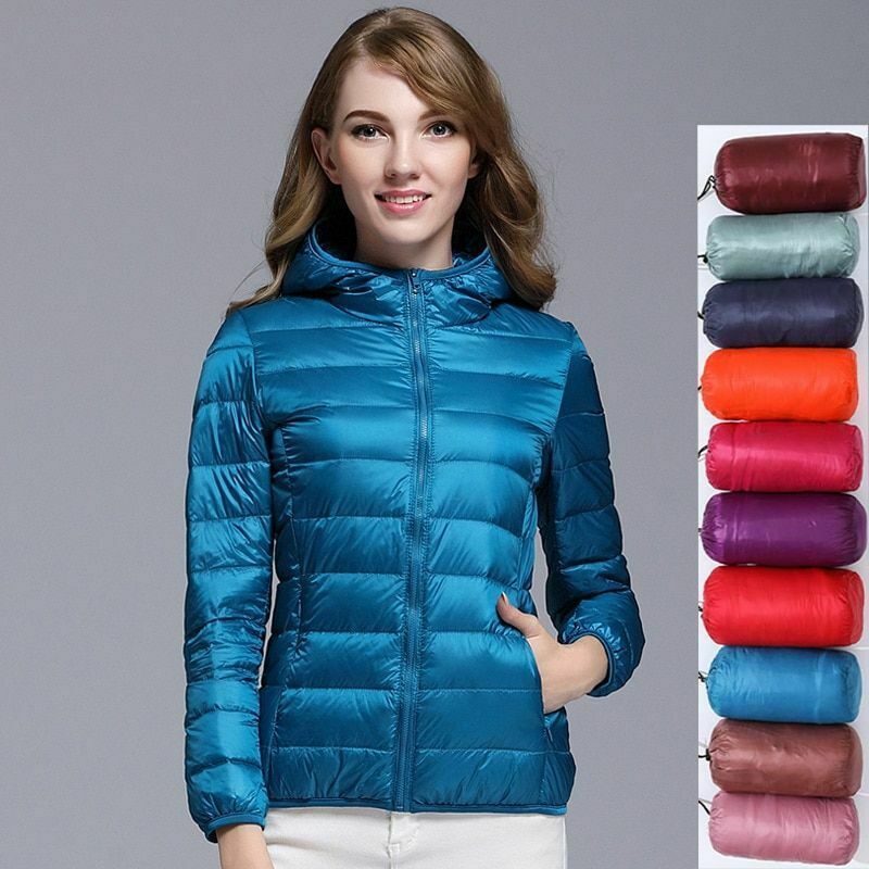 Women Ultralight Duck Down Jacket Winter Autumn Warm Coat Hooded Outwear M-5XL