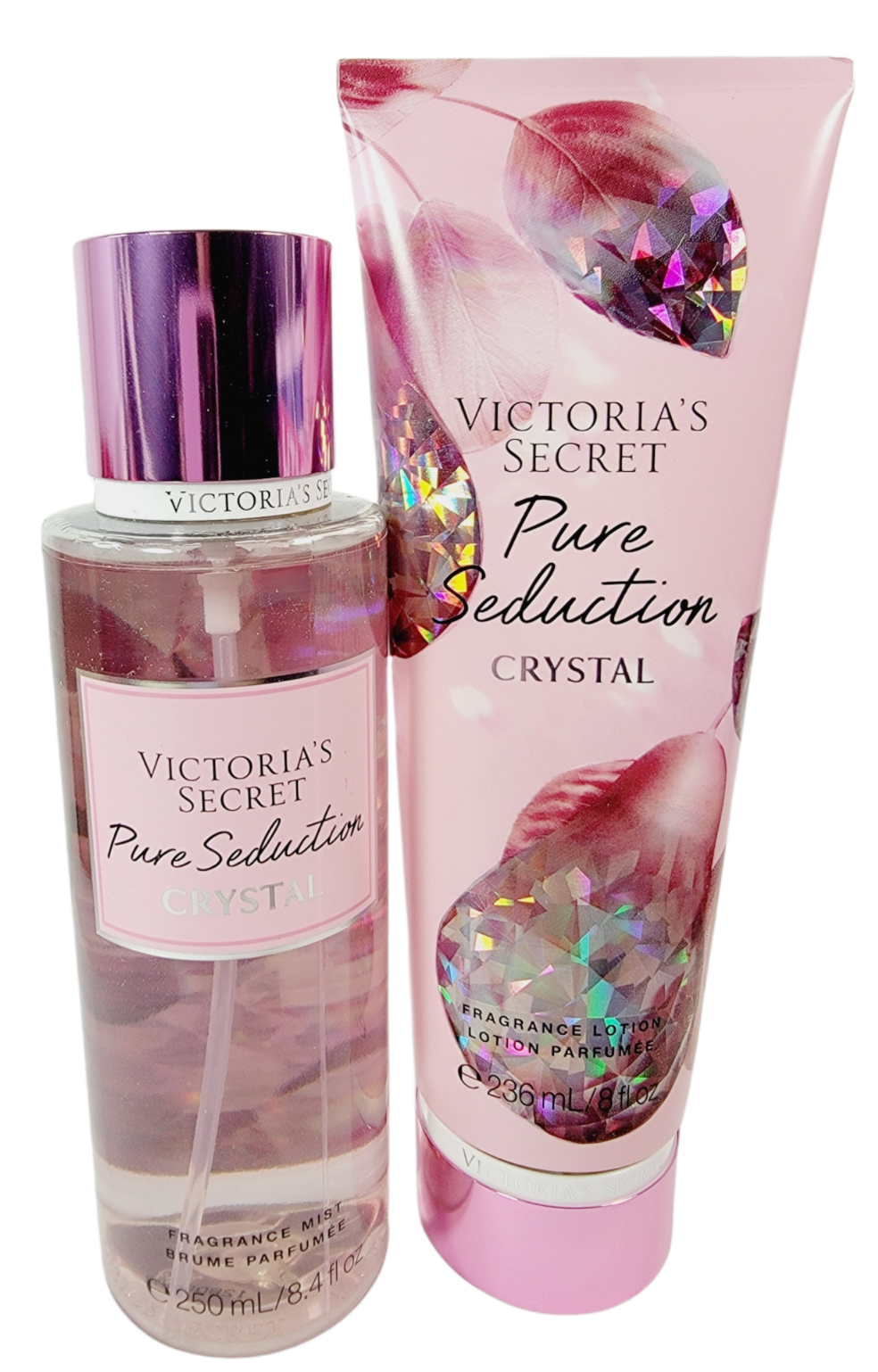 Primary image for Victoria's Secret PURE SEDUCTION CRYSTAL Fragrance Mist Body Lotion Set NEW
