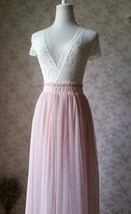 BLUSH High Waist Full Tulle Maxi Skirt Blush Wedding Maxi Tulle Skirt Plus Size image 4