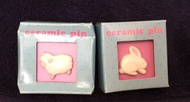 Hallmark Ceramic Pins Bunny &amp; Sheep - $9.49