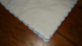 Pottery Barn Kids White Scallop Standard Pillow Sham With Blue Embroidery Euc - $19.97