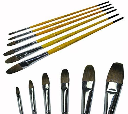 6-Sizes Wolf Hair Round Paintbrushes Art Paint Brushes Set for Kids Adult Artist