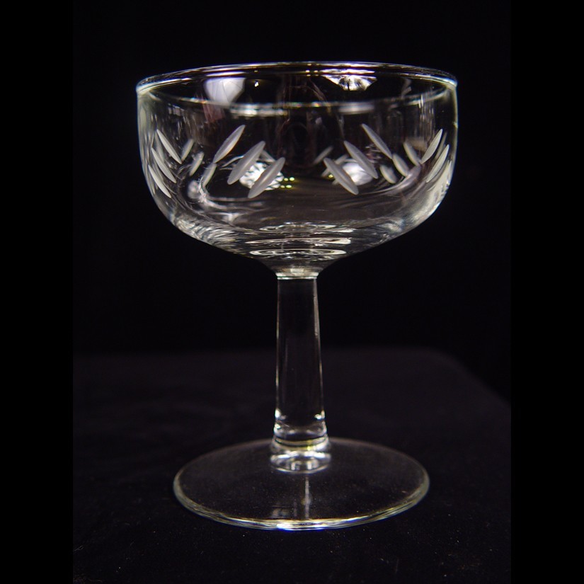 Vintage Libbey Glasses Goblets Cut Hatch Set of 6 Mid Century Wine Champagne Libbey