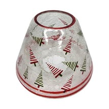 Yankee Candle Large Jar Shade Topper Crackle Glass Modern Christmas Trees - $34.99