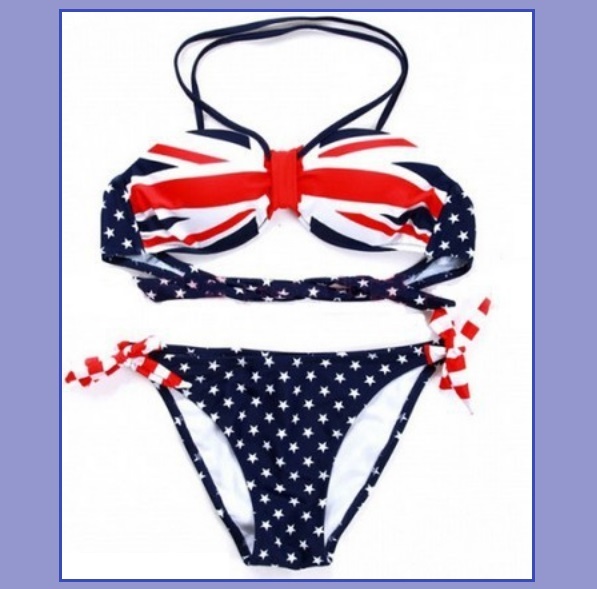British Flag 2 Piece Bikini Summer Swim Suit with Padded Cups & Side ...