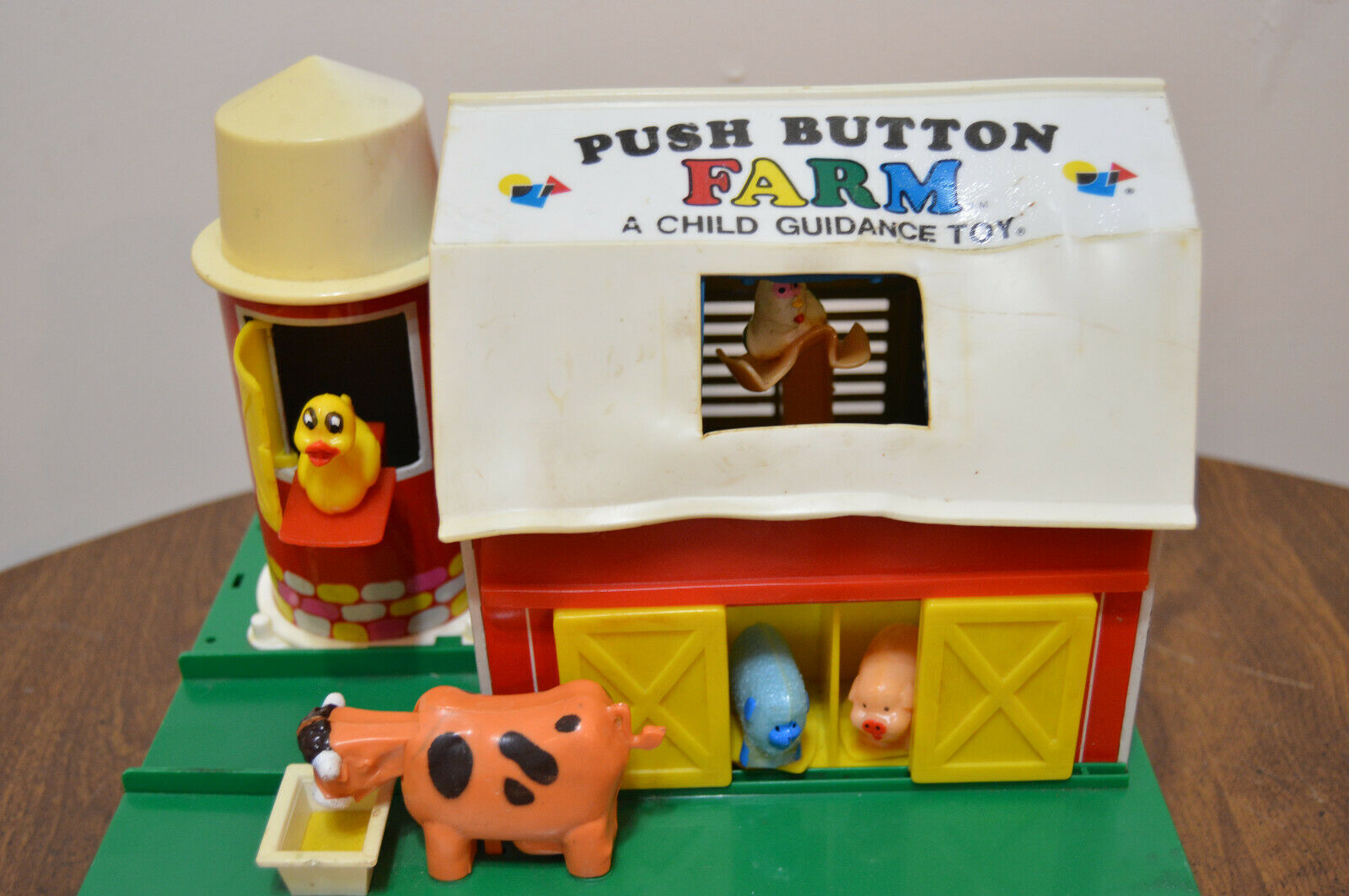 Vintage Push Button Farm A Child Guidance Toy Barn Animals - Other