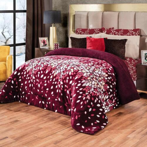 LEAVES TINTO FLANNEL EXTRA SOFT BLANKET VERY SOFTY THICK AND WARM QUEEN SIZE