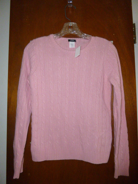 Womens J Crew Pink Cable Sweater S Small Merino Wool Blend Crewneck ...