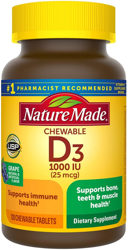 Nature Made Vitamin D3, 120 Chewable Tablets, D 1000 IU (25 mcg)...  - $46.99
