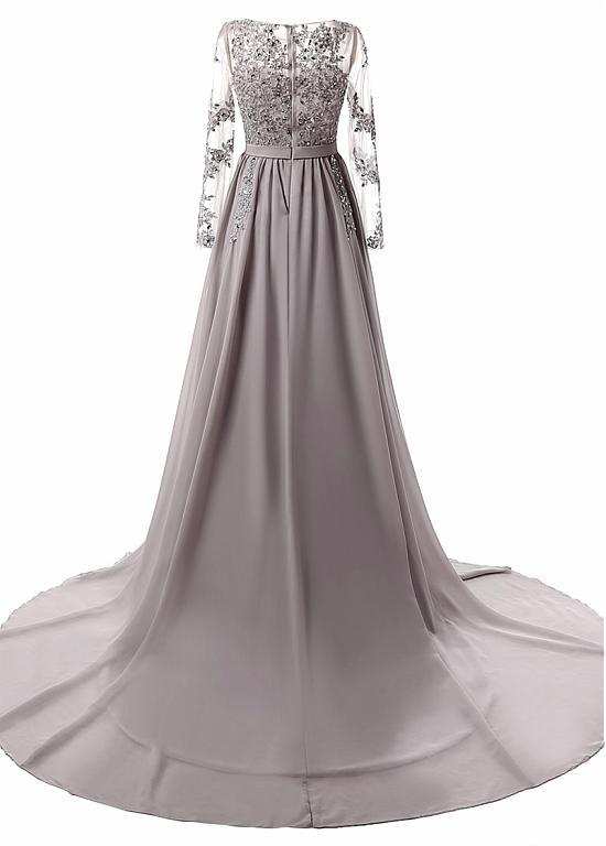 Stunning Chiffon Jewel Neckline A-line Evening Dresses With Lace ...