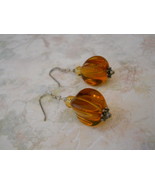 Earrings: Butterscotch Yellow Stacked Glass Beads &amp; Sterling Silver - $15.00