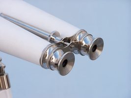 NauticalMart Floor Standing Chrome White Leather Binoculars 62"  image 4