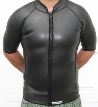 Short Sleeve Men/'s 2mm Smooth Skin Wetsuit Jacket Size: S-2XL Full Front Zip