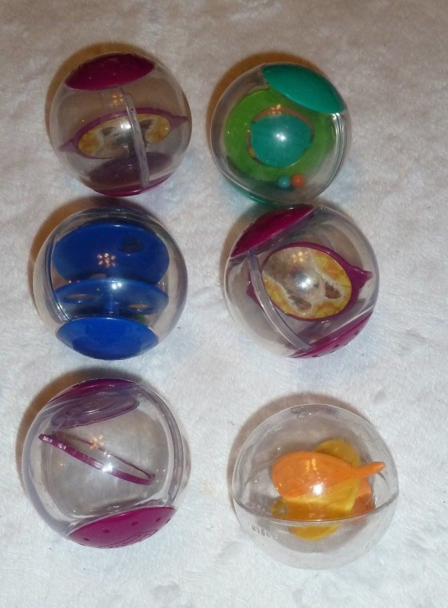 Primary image for BABY EINSTEIN SET LOT 6 PLASTIC TOY BALLS ROLL A ROUNDS DROP INS