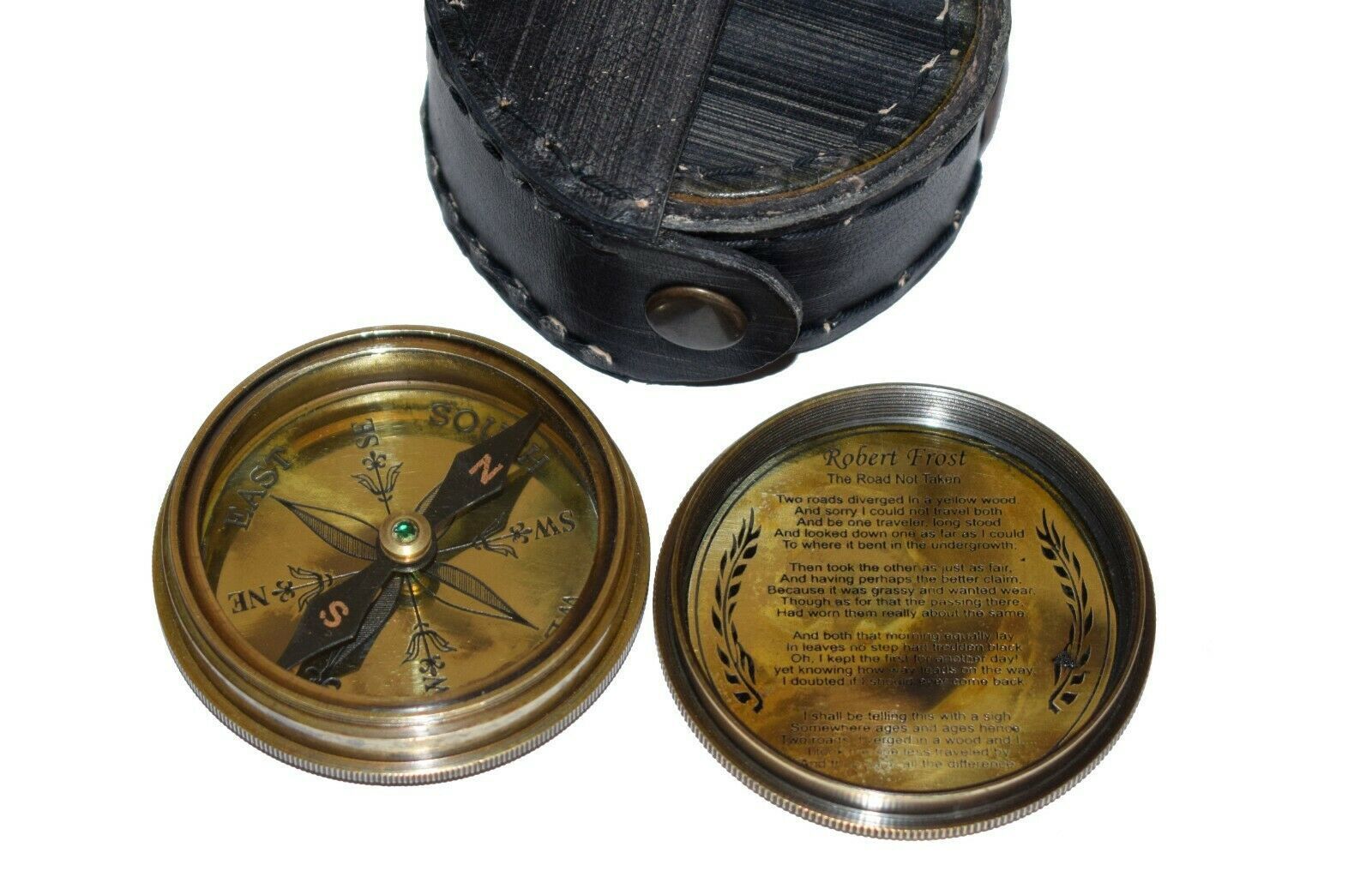 Robert Frost 1920 Marine Pocket Compass Nautical Brass Antique Compass W/Case Compasses