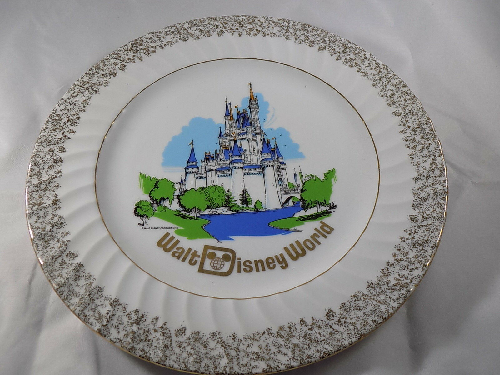 Vintage Walt Disney World Plate Productions Castle Gold Trim Collector ...