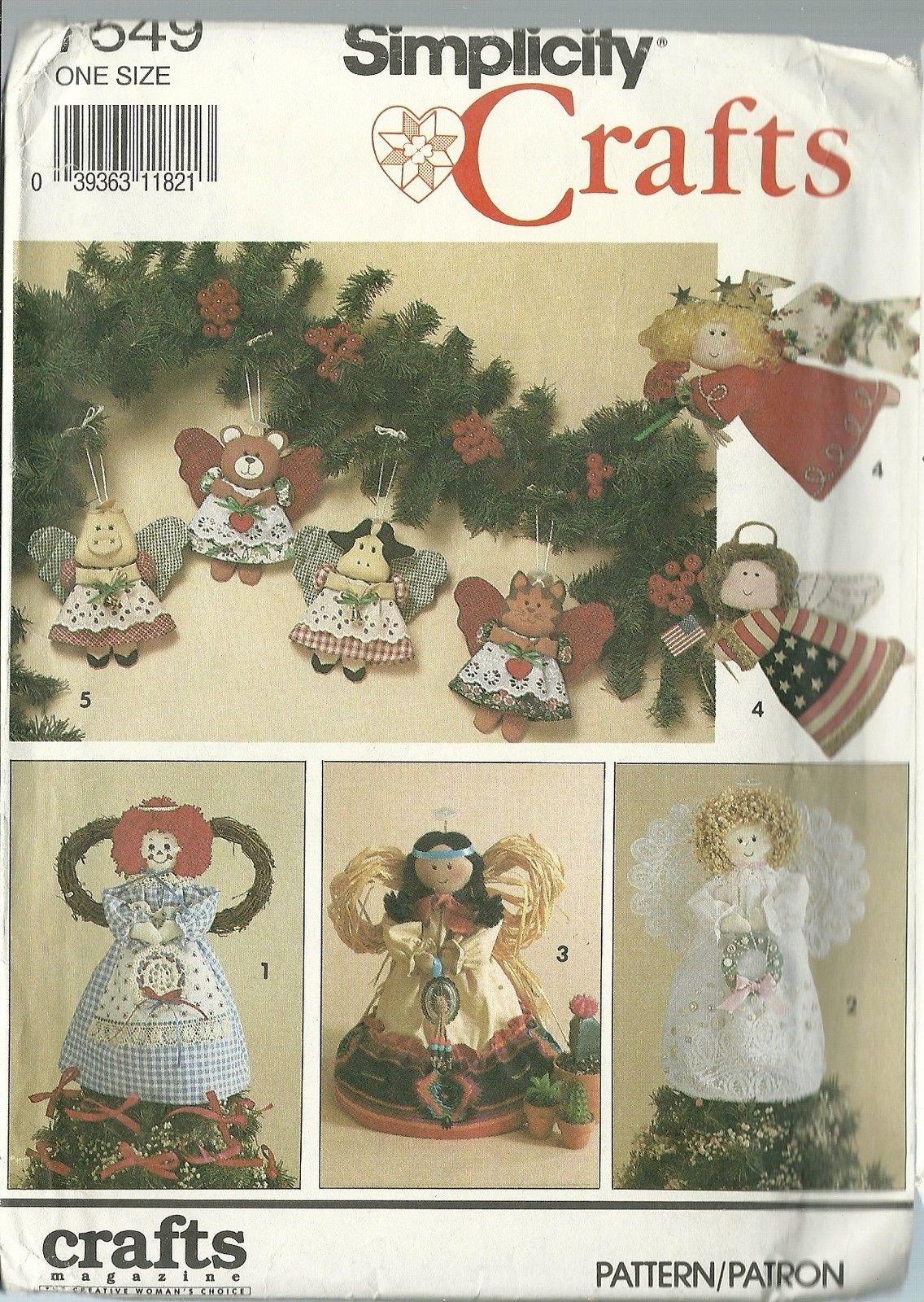 Simplicity Sewing Pattern 7549 Crafts Christmas Angel Ornaments Tree