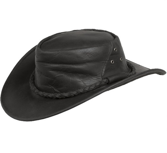 Black Leather Outback Hat Waterproof UPF 50+ Hats