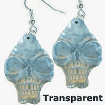 Huge Funky Translucent Blue SKULL EARRINGS Gothic Pirate Horror Costume Jewelry - $6.85