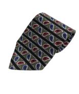 Brandini Men&#39;s Necktie 100% Silk Tie Green Red Blue Teardrops Shorter Le... - $14.80