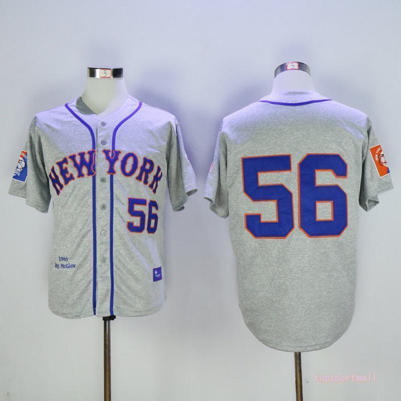 Men's New York Mets 56 Tug McGraw Gray 1965 Throwback Baseball Jersey