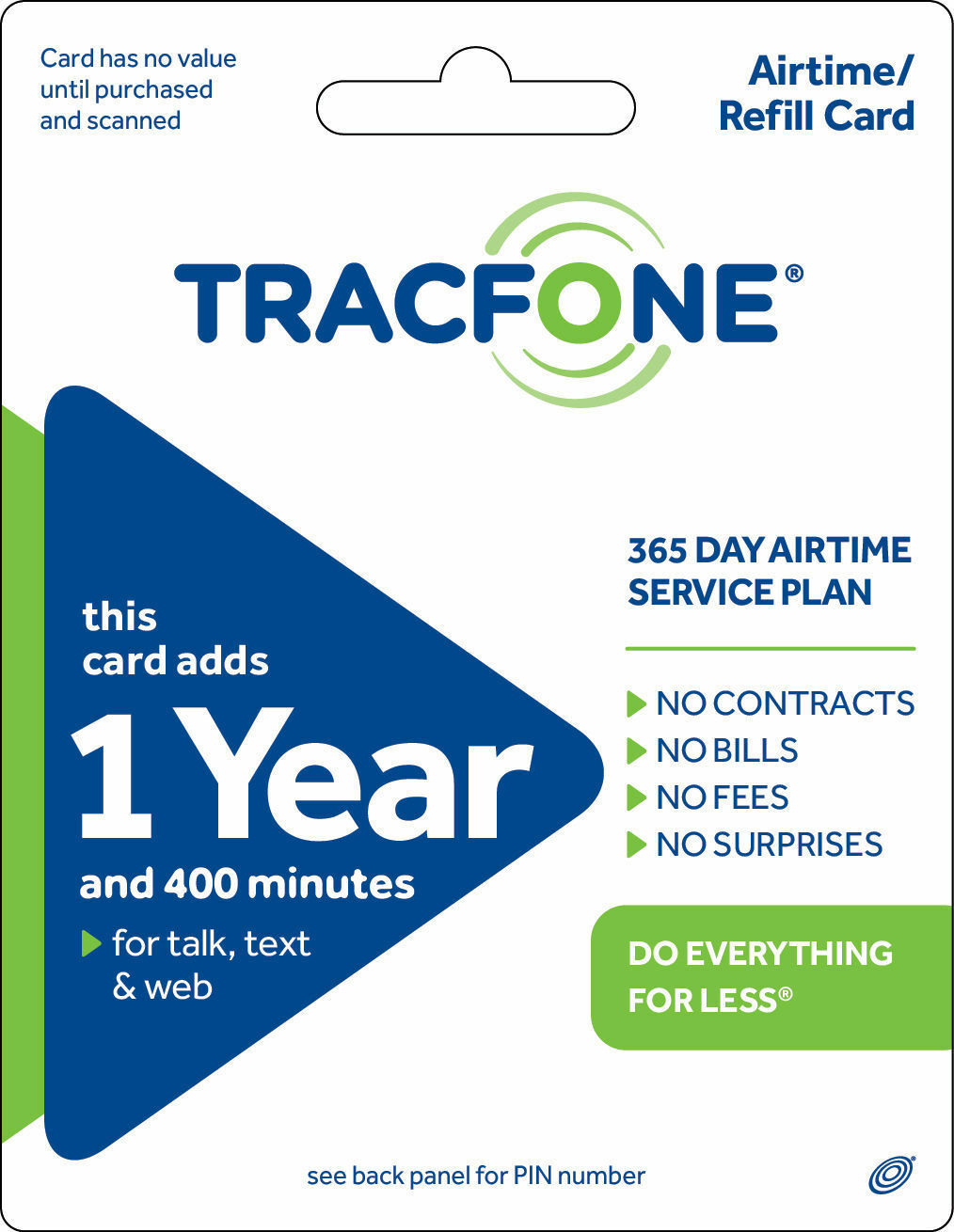 Tracfone Wireless Prepaid 99 99 Refill 400 Minutes 365 Days Service
